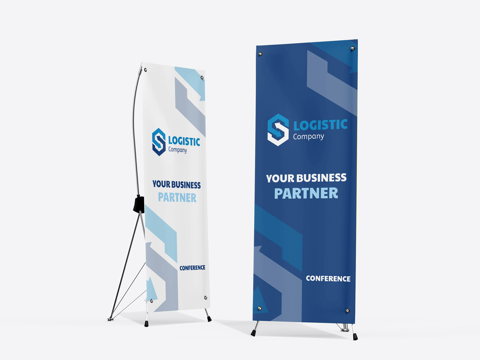 Two X-stand banners for a logistic company