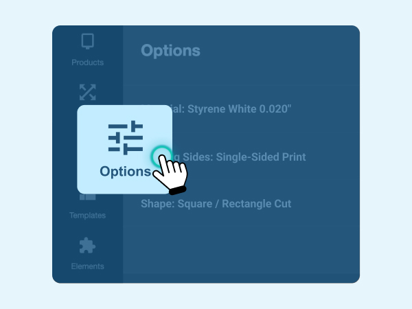 Design step 2 - Picking options for bookmark printing