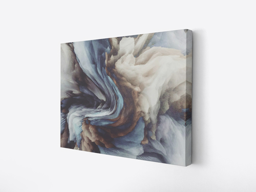 Abstract wrapped canvas print with smoke-like imagery.