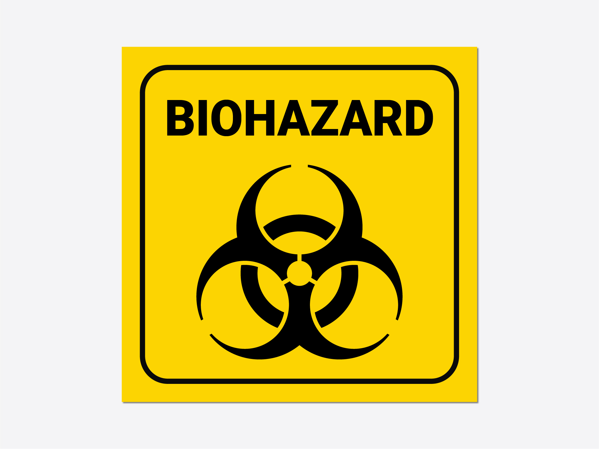 Yellow biohazard workplace safety sign featuring the corresponding symbol.