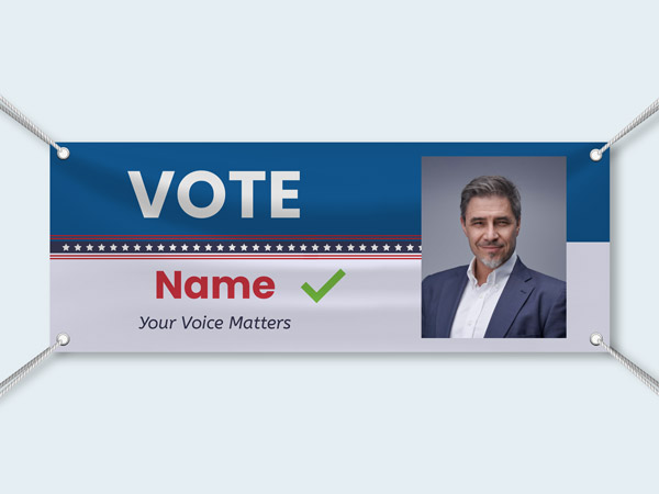 candidate blue and white banner