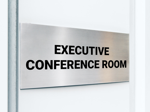 Rectangle brushed aluminum sign for a conference room