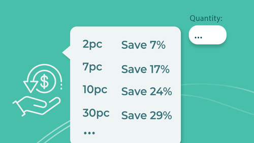 An image displaying the quantity of product pieces alongside their corresponding percentages