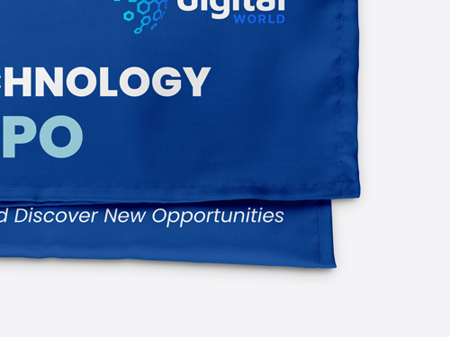 A close-up image of a feather flag's polyester material.