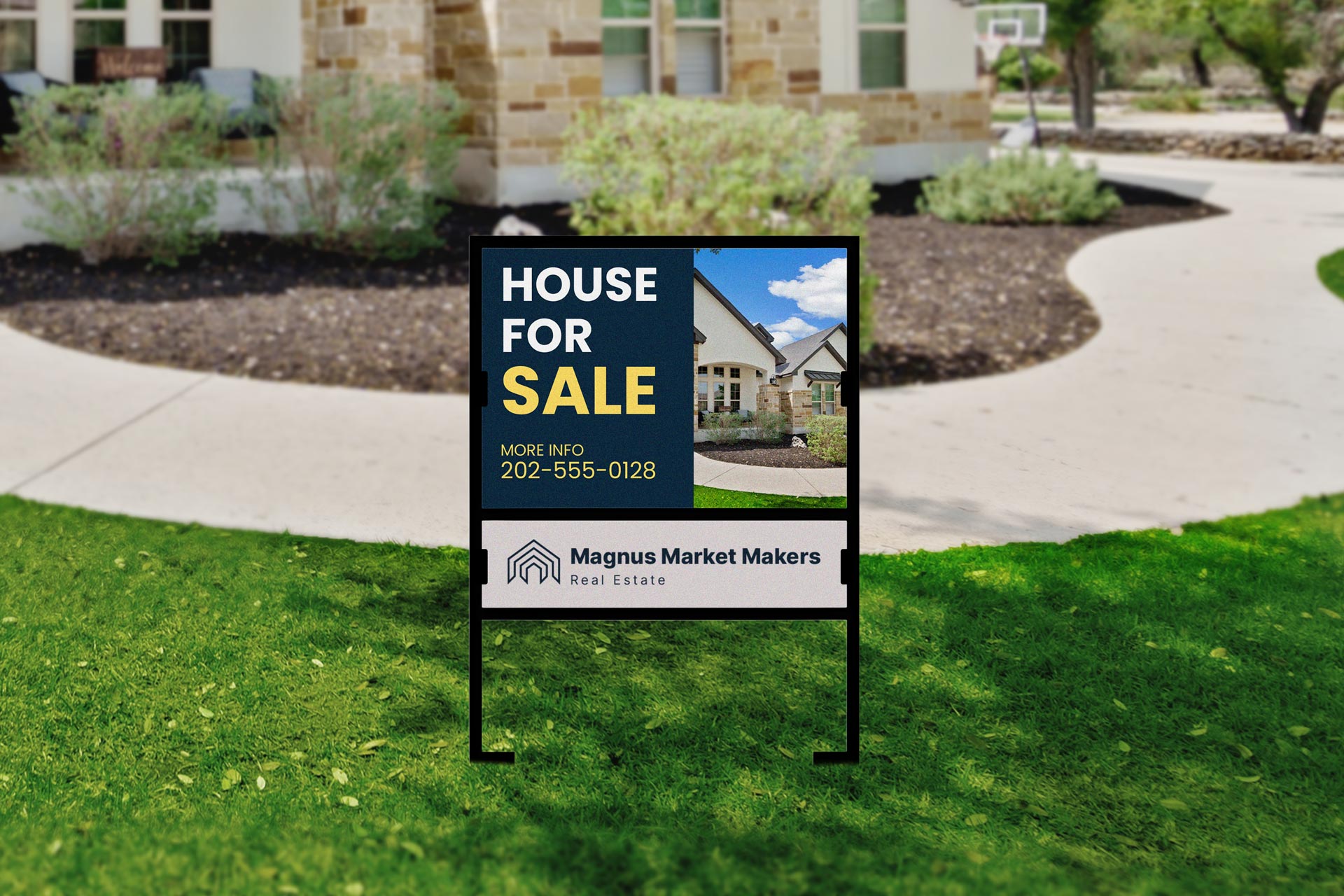 Company logo real estate sign with rider