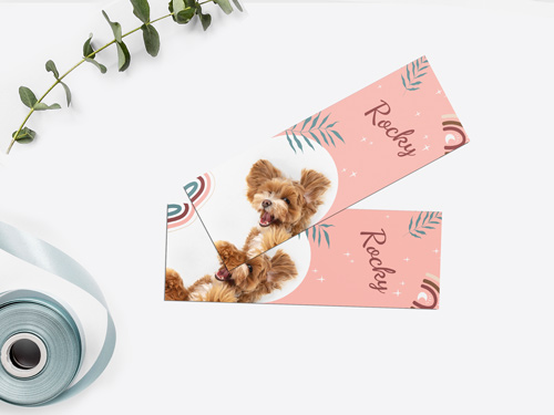 Elegant bookmarks with quotes placed near a ribbon and leaves.