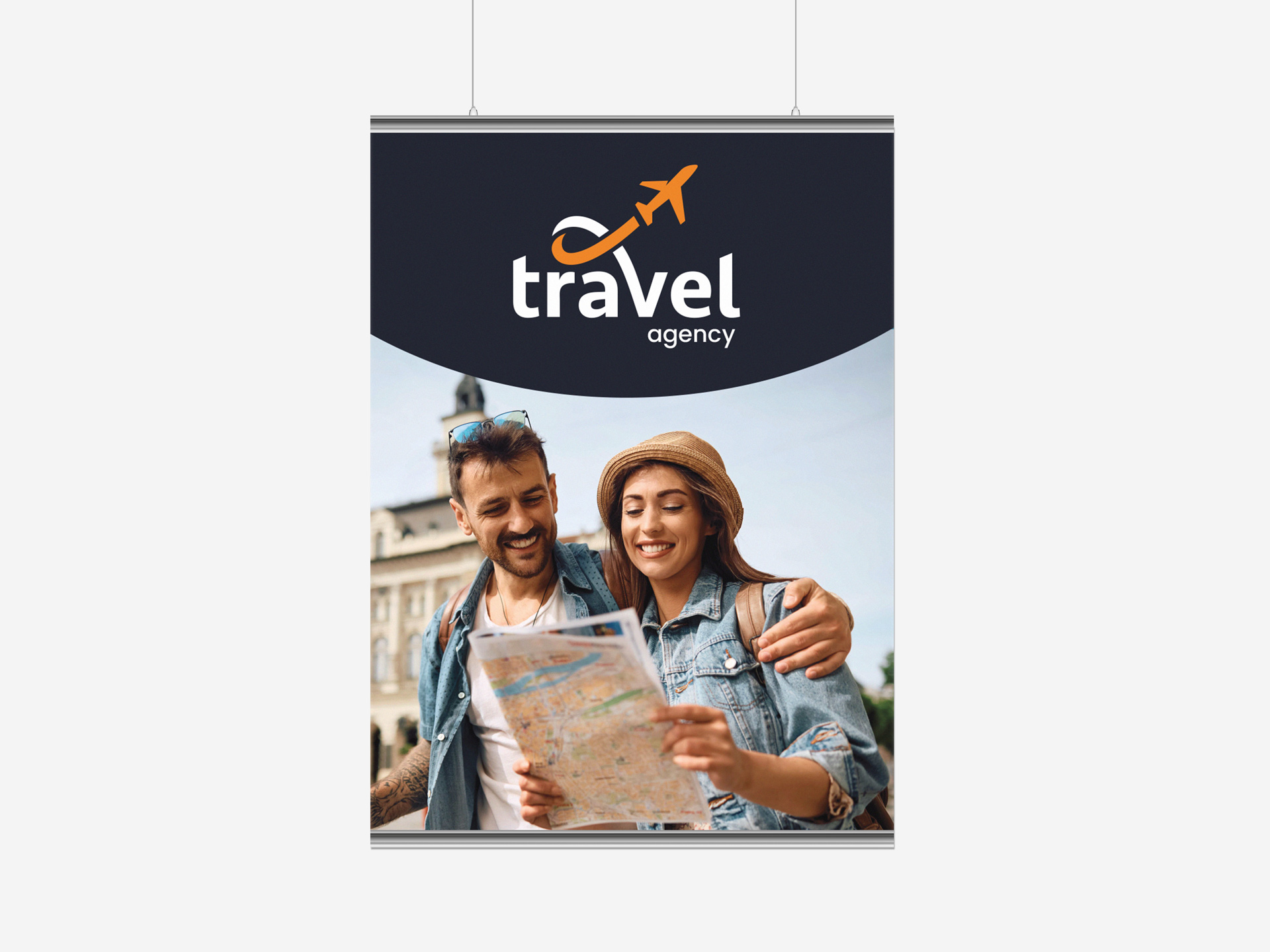 Snap hanging poster used for travel agency branding
