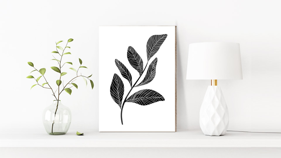 Interior stand-alone wooden sign with decorative elements.