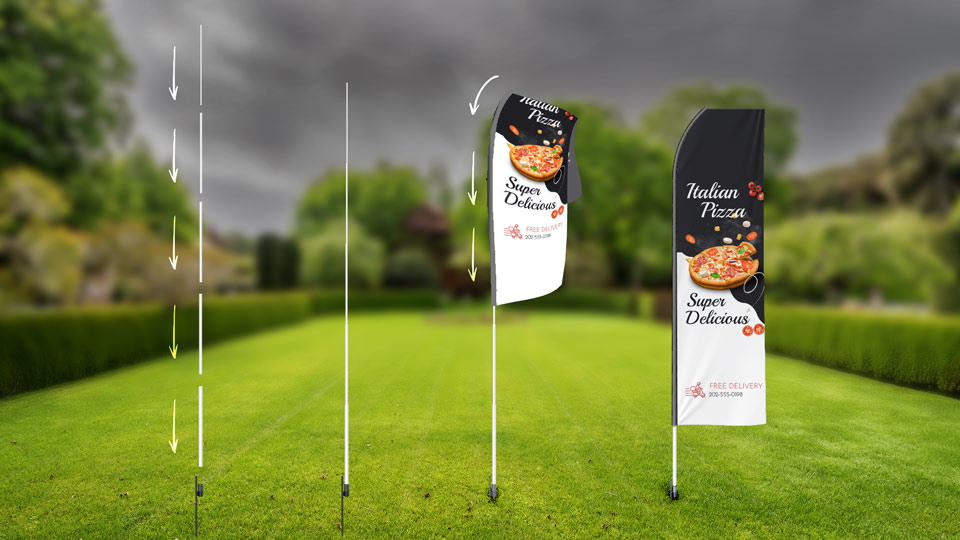 Outdoor econo feather flag installation steps.