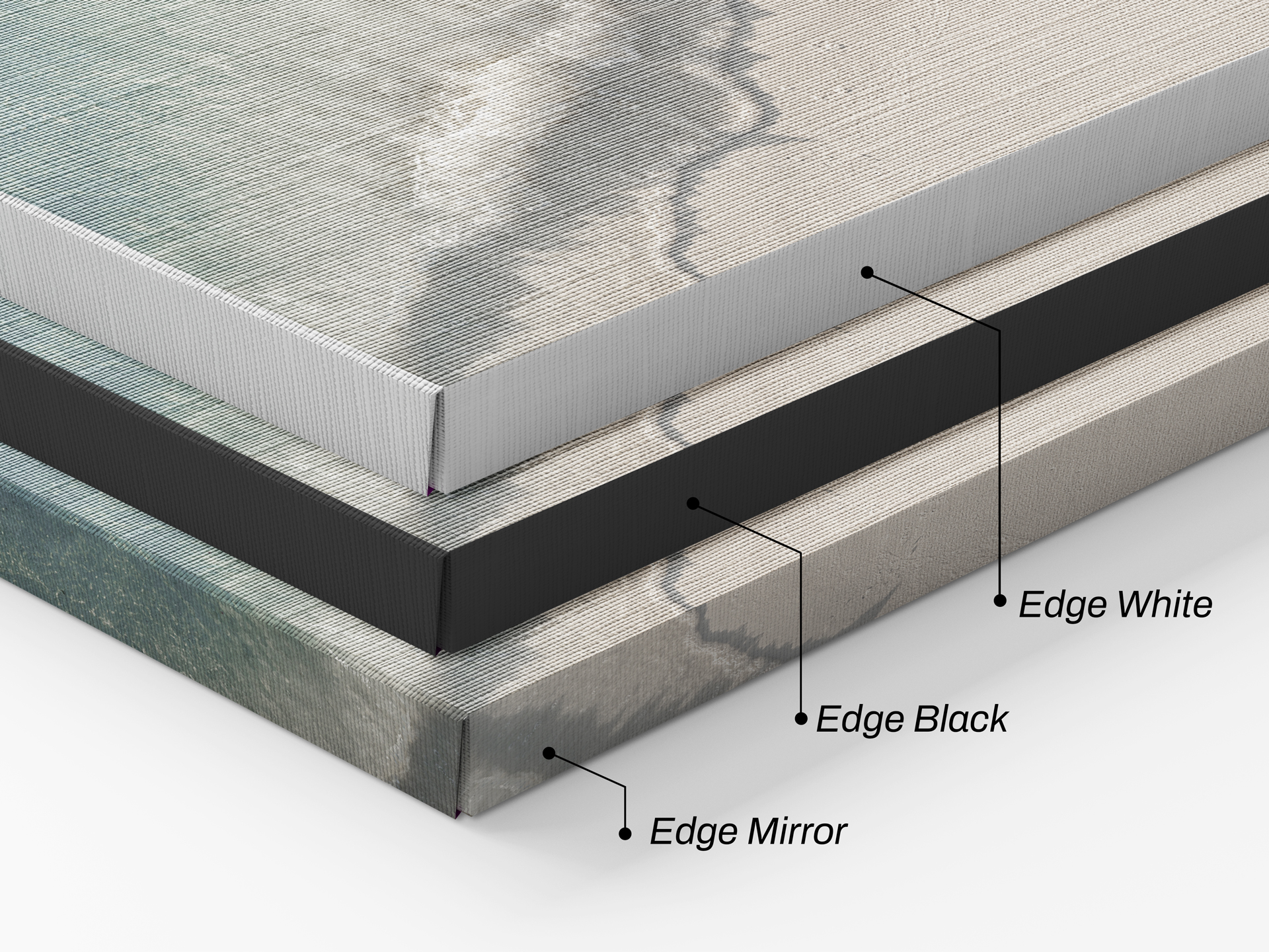 Edge styles of large wrapped canvas prints