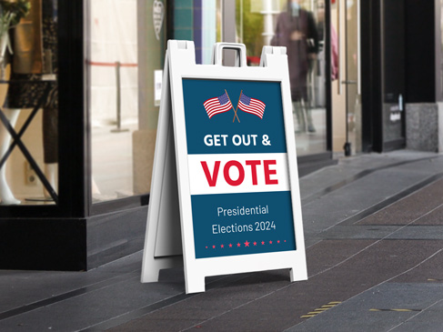 get out and vote sandwich board