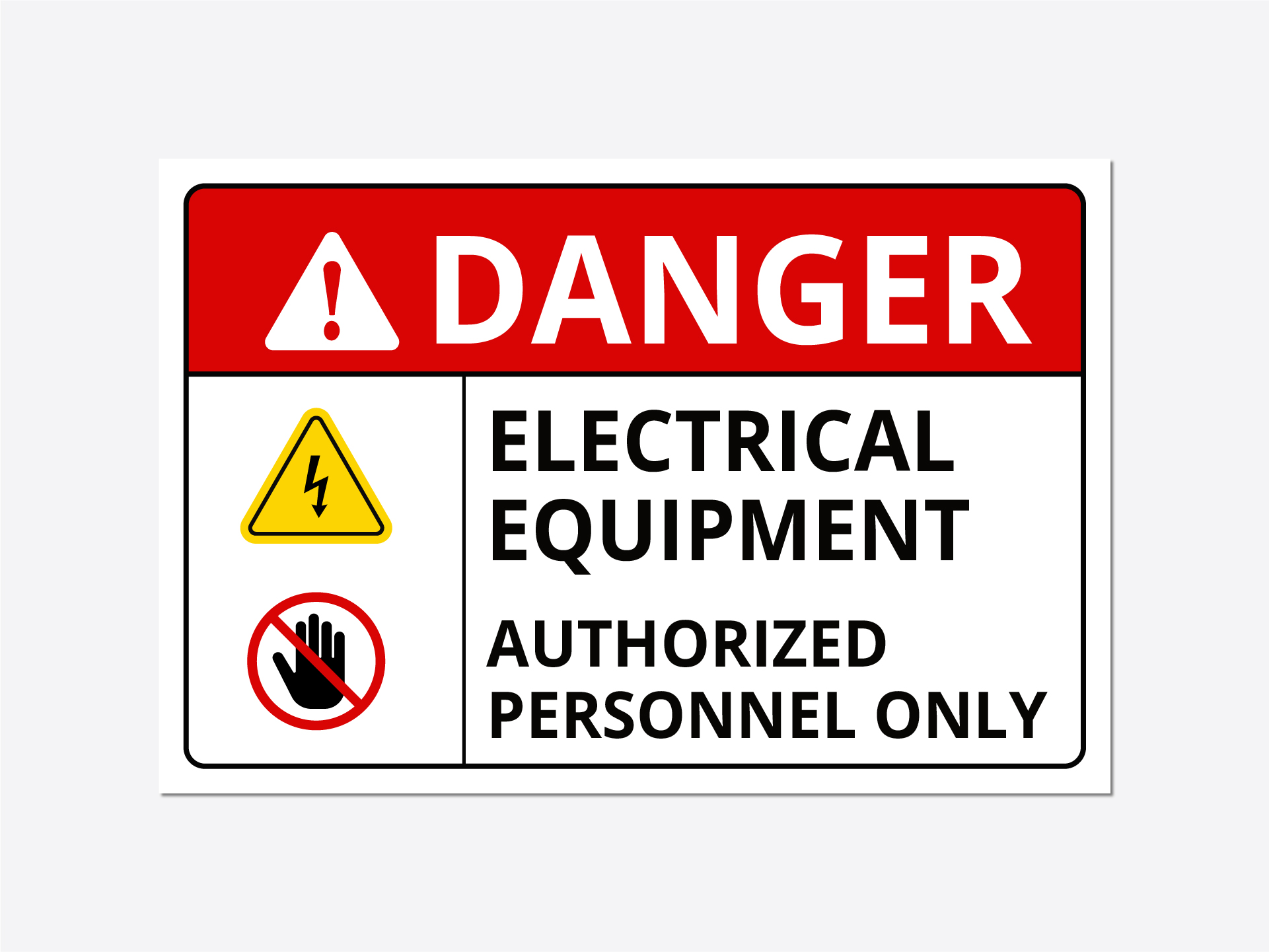 Danger sign for electrical equipment, authorized access only.
