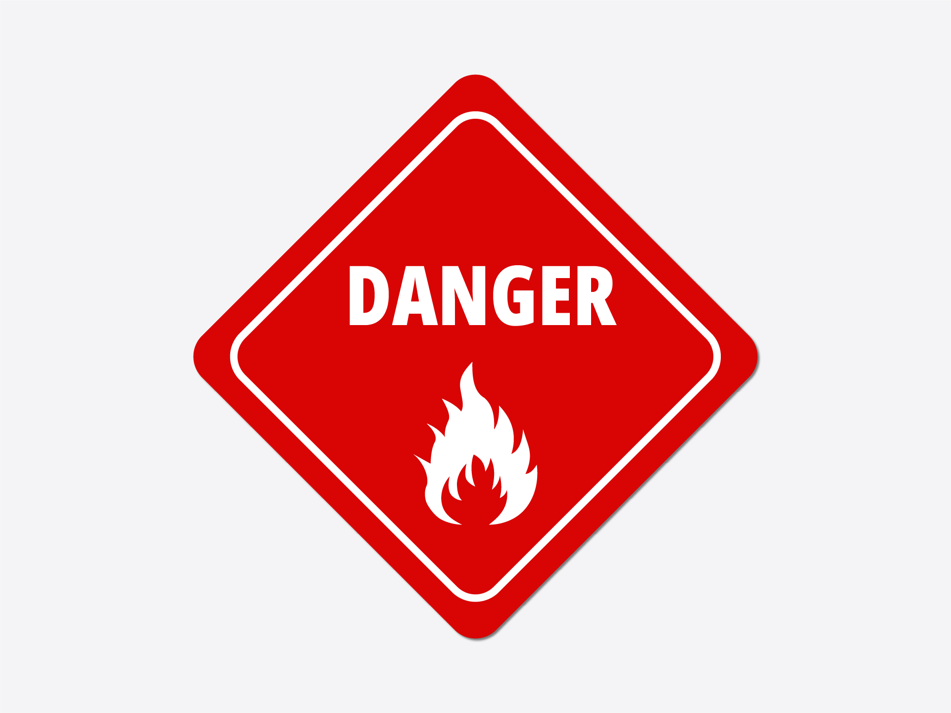 Fire safety sign for workplaces in red featuring the symbol of fire.
