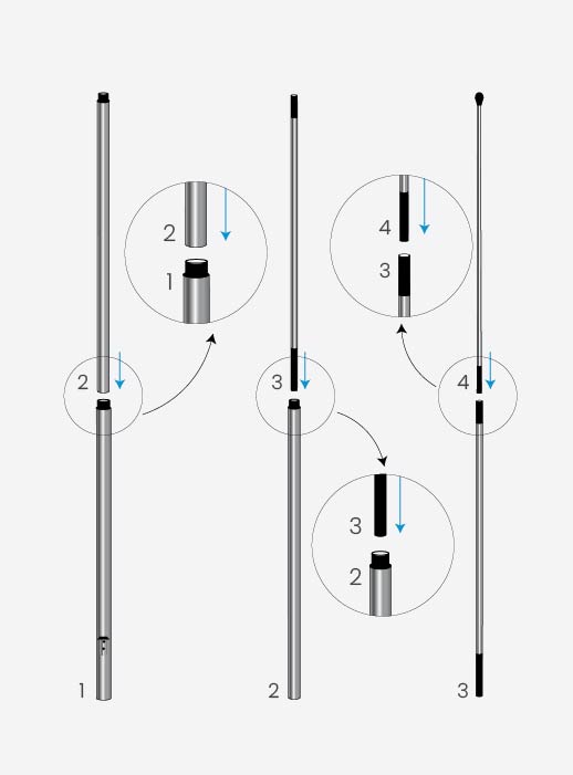 Installation step 1 - Attach the 4 rods of your product