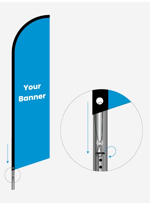Installation step 4 - Pass the bungee cord through the loop and the metal ring