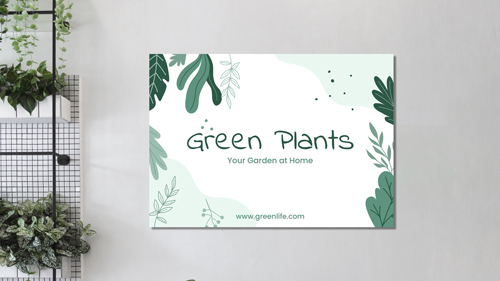 A wall-mounted gatorboard sign featuring a flower shop advertisement.