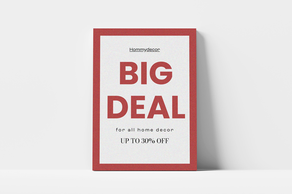 A red and white foam board sign displaying store sales.