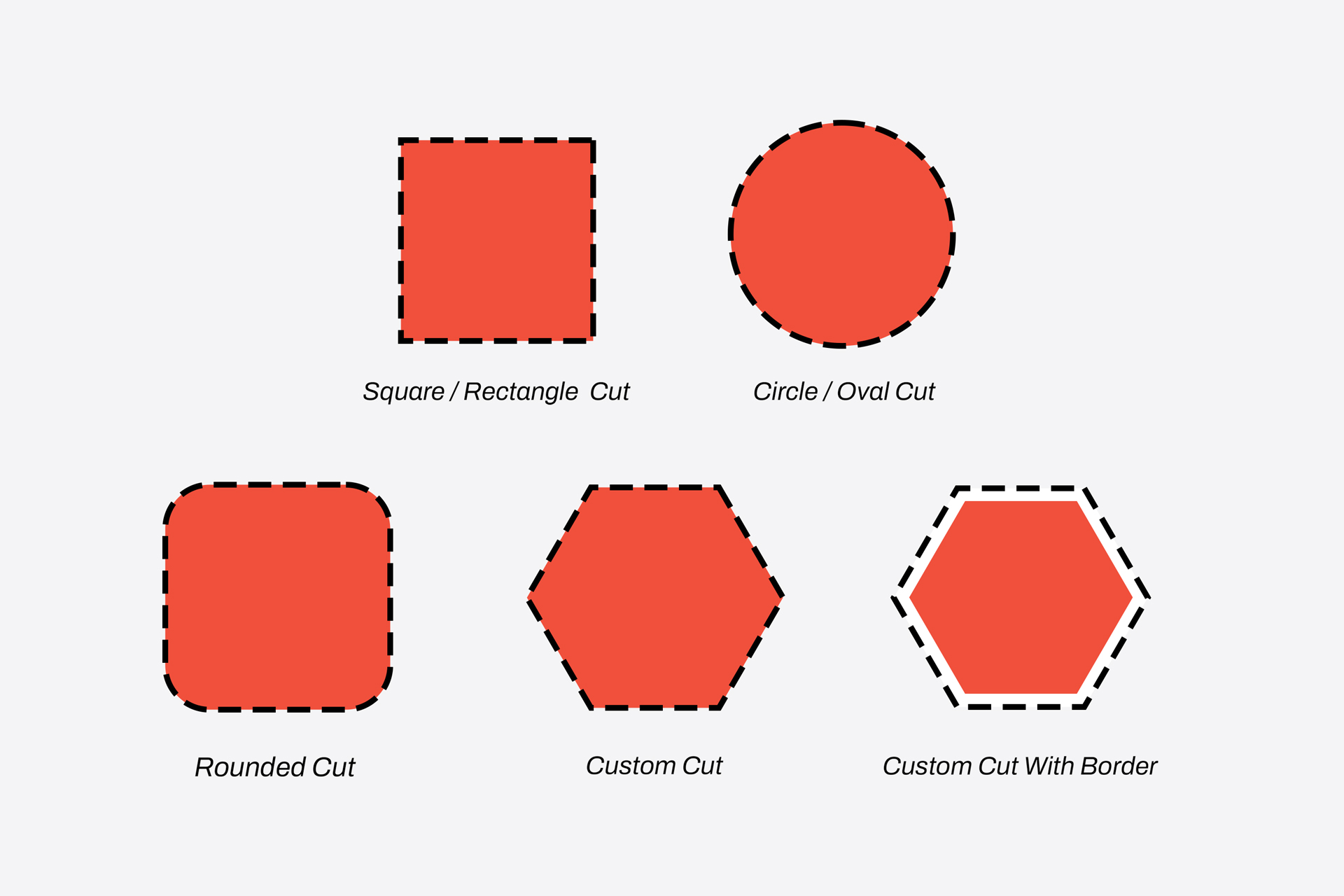 Different shape options for foam core signage.