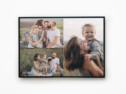 A family-themed framed canvas prints showcasing happy parents and children.