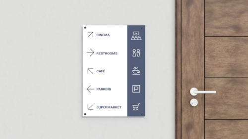 A wayfinding gatorboard sign directing people on different paths.