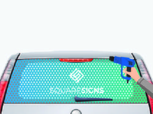 Installation step 8 - Going over the edges of window decal with a heat gun