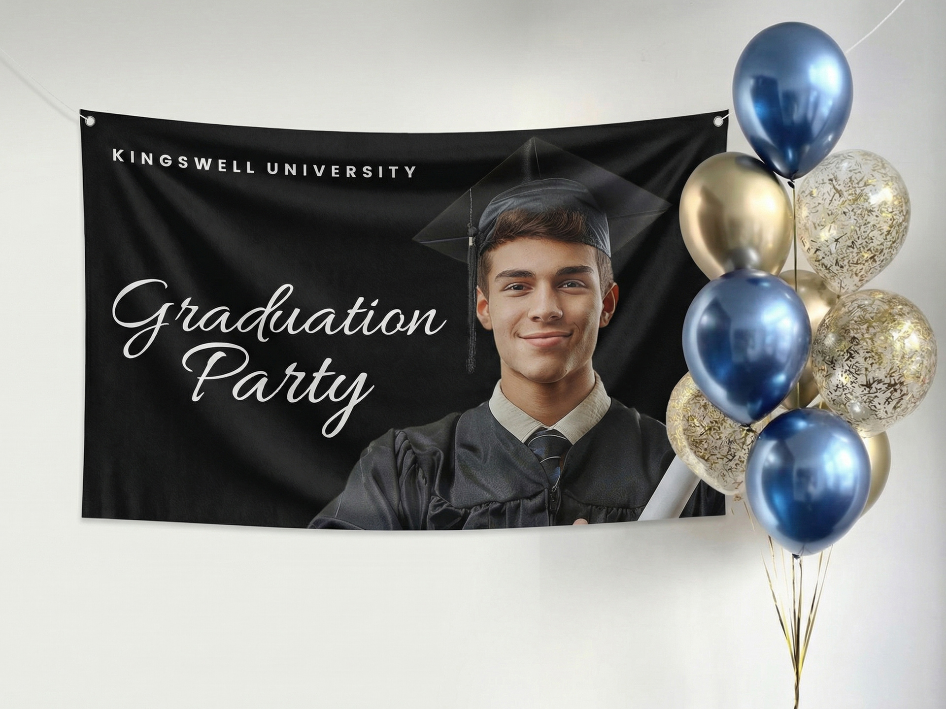 party-banner-with graduate-portrait-and-balloons