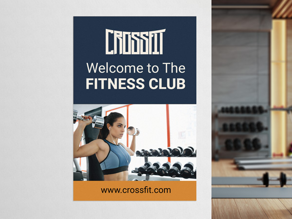 A gym wall decal plastered near the entrance of a gym with the purpose of welcoming trainers.