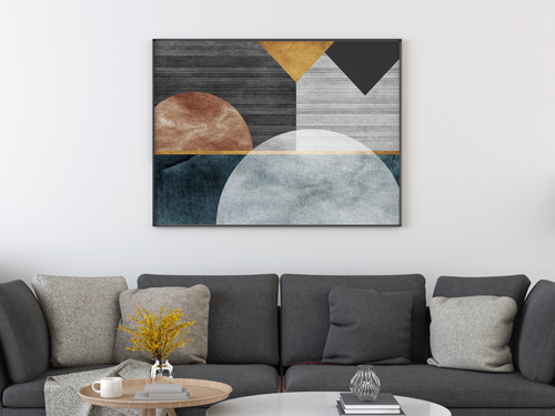 Modern SEG wall art for homes with geometric shapes and earth tones.