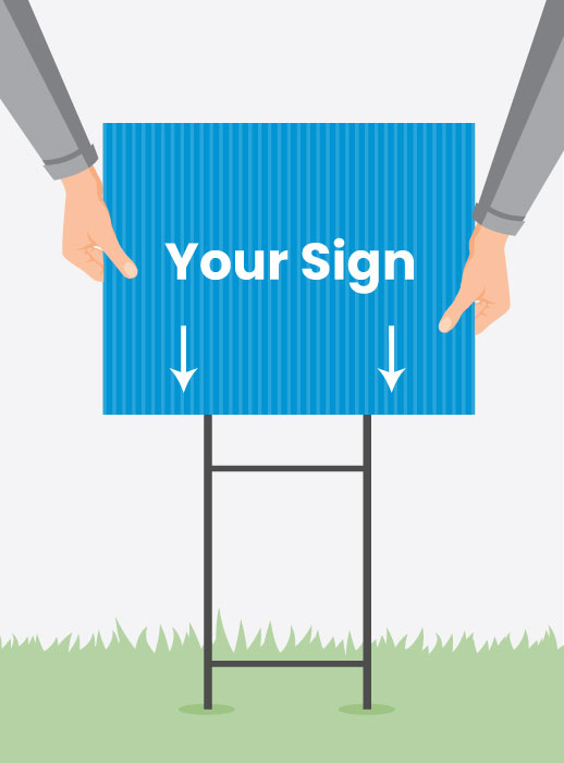 Installation step 2 - Slide the corrugated plastic onto the stake