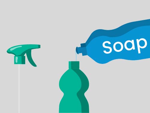 Installation step 2 - Mixing dish soap in water to clean window decal application area