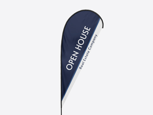 Open House teardrop flag for a real estate company branding.
