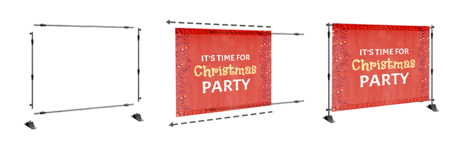 three step party backdrop set-up instructions