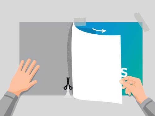 Installation step 4 - Peeling and cutting off the backing paper of window decal