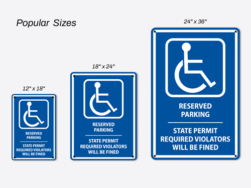 Reflective aluminum signs in three popular sizes placed side by side for comparison.