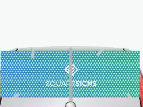 Installation step 2 - Aligning the window decal for vehicle with masking tape