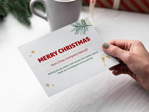 Festive postcard printing for Christmas and New Year, featuring elegant holiday-themed designs