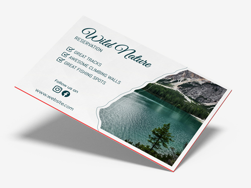 Vibrant postcard printing in a natural theme with a red core for outdoor promotions