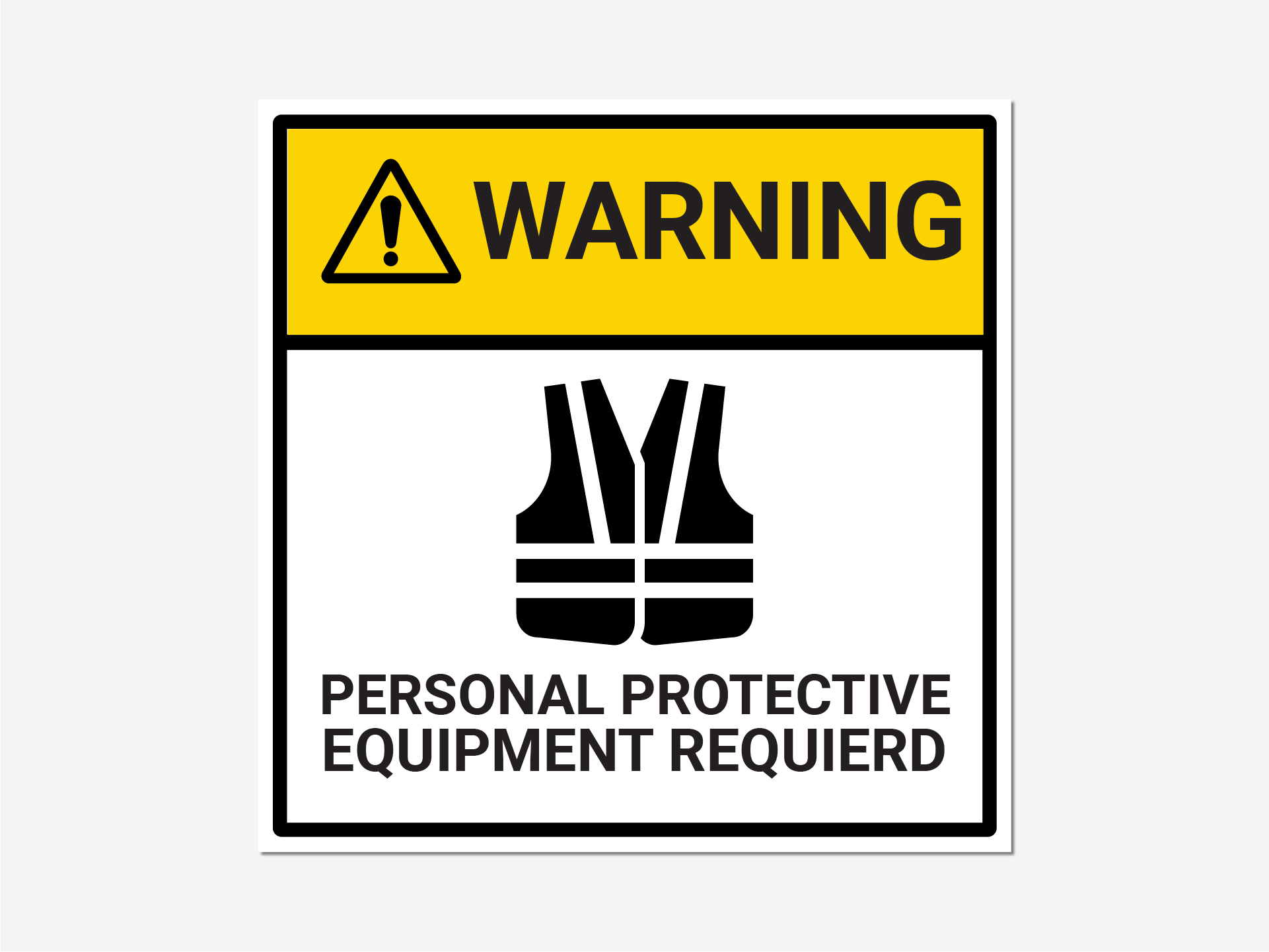 PPE required warning sign with safety equipment symbol.