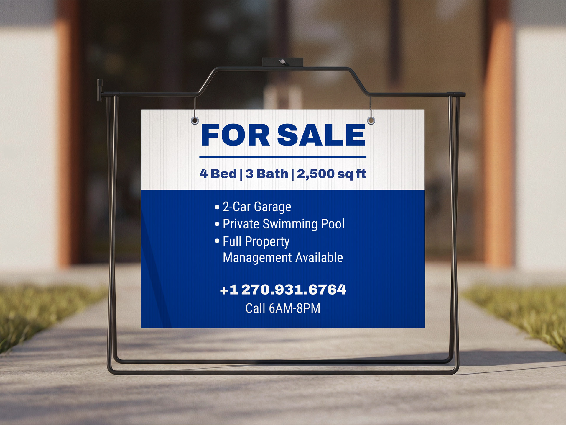 For sale property details A-frame sign