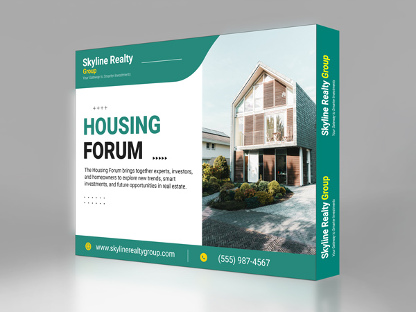 Housing Forum SEG backlit popup display depicting an image of a house.