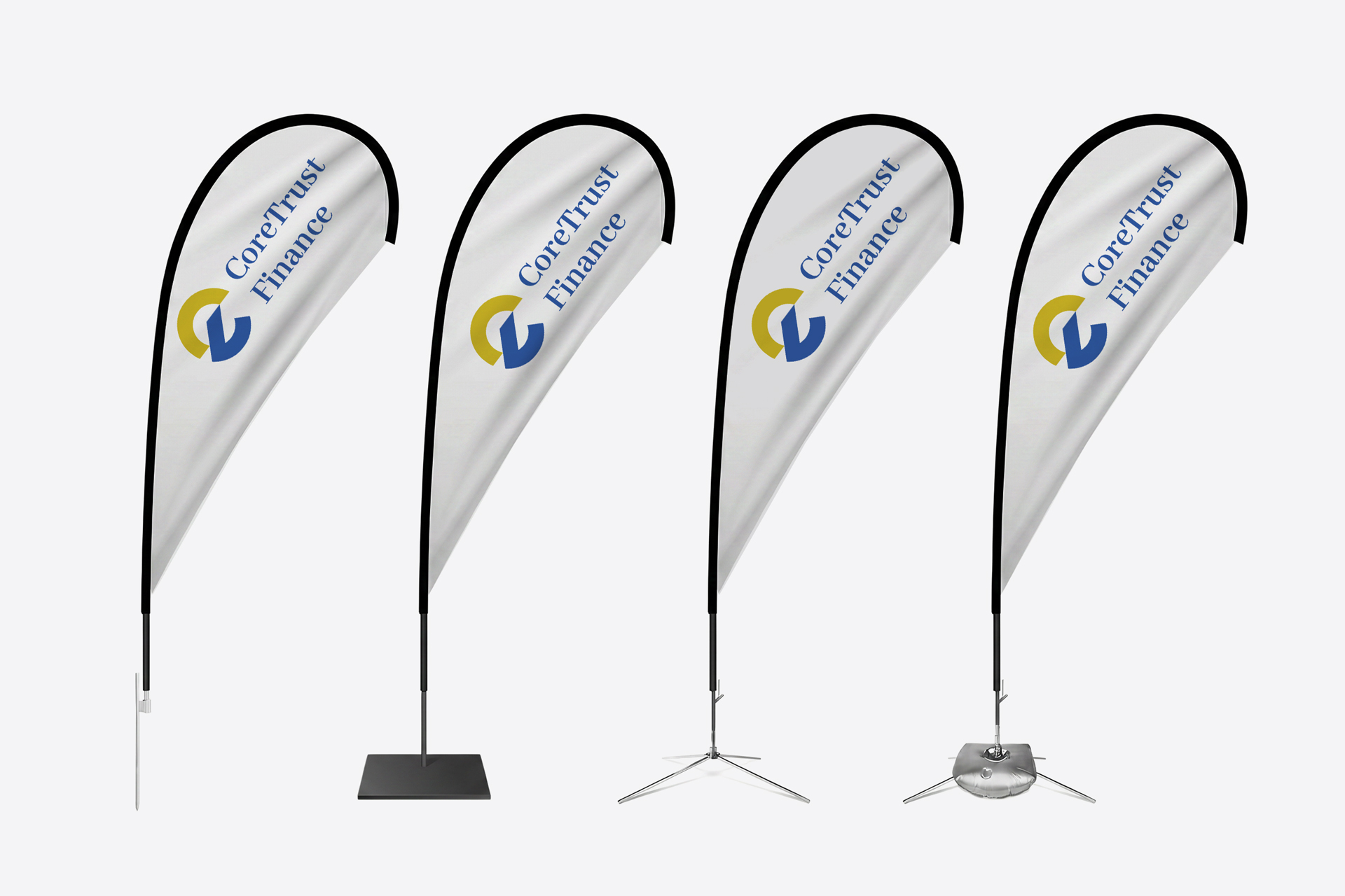 Comparison of different setup options of teardrop flags