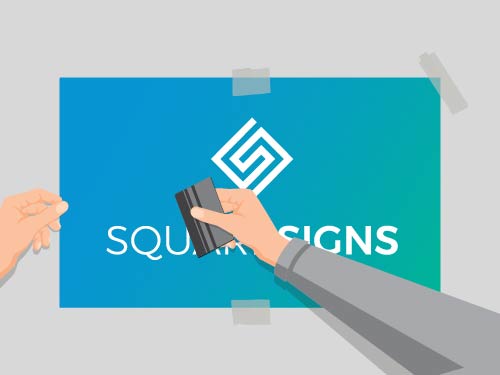 Installation step 5 - Smoothing the window decal with a squeegee