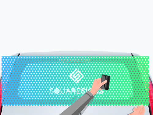 Installation step 6 - Going over the window decal with a squeegee