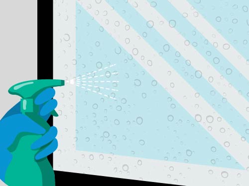 Installation step 3 - Spraying the soap water onto the application area of window decal