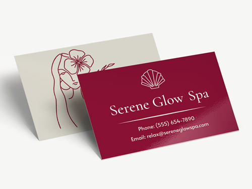Spa informational standard business cards with the brand name, logo and fancy design