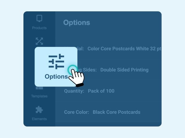 Design step 2 - Picking options for postcard printing