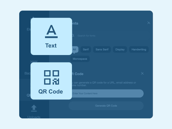 Step 4 - Adding texts, a QR code for window decals