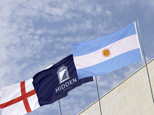 three pole flags for outdoor hotel usage