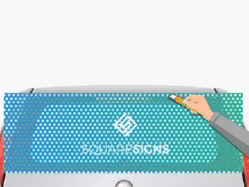 Installation step 7 - Trimming the excess material of window decal with a razor