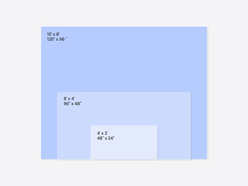 Various vinyl banner sizes ranging from small to large for different purpsoses